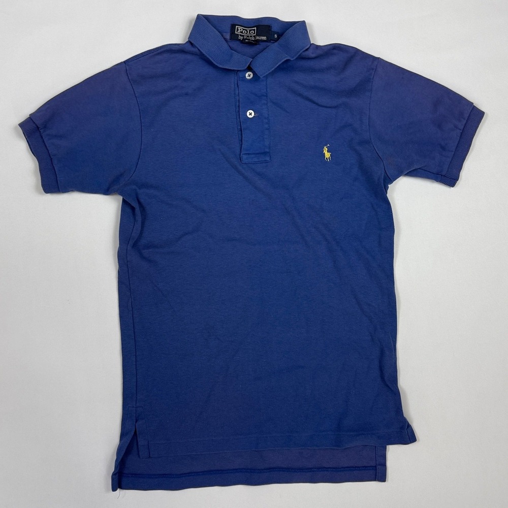 VINTAGE Polo Ralph Lauren Men XS‎ Small Blue Made in USA Short Sleeve Polo Shirt
